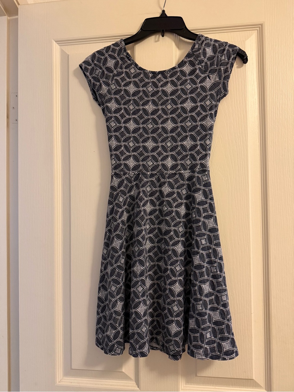 Women’s Navy Geometric Fit-and-Flare Dress